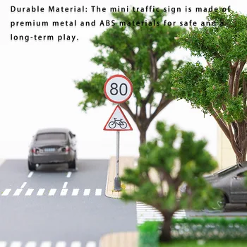 1 Комплект Мини-пътни знаци, микро-озеленяване пътна бариера, играчки за ролеви игри