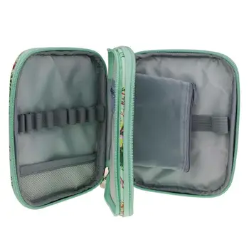 Малка чанта за съхранение на прежди С цветен модел, Органайзер за пътувания, свързани с плетене на една кука, с цип, с вградени сетчатыми джобове, чанти-организаторите