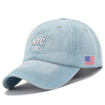 Нова Марка, Ню Йорк Деним бейзболна шапка, Мъжки Дамски Дънкови бейзболна шапка с Бродерия и Букви, бейзболна шапка Casquette, Лятна Спортна бейзболна шапка на САЩ в стил Хип-Хоп, Gorras