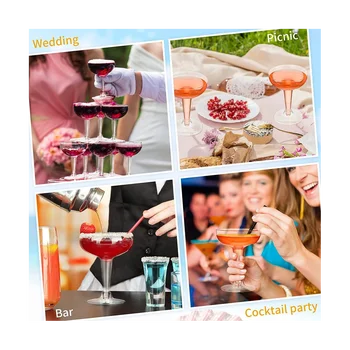 Пластмасови чаши за шампанско, чаши за шампанско, Прозрачни Чаши за дегустация на вино, за Многократна употреба Коктейлни чаши на крака за парти с шампанско