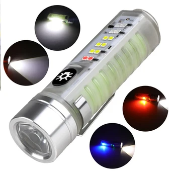 30 W Led фитильная USB-акумулаторна лампа, супер ярки led фенерче с бял/ червен / син / лилав странична светлина, силни магнити