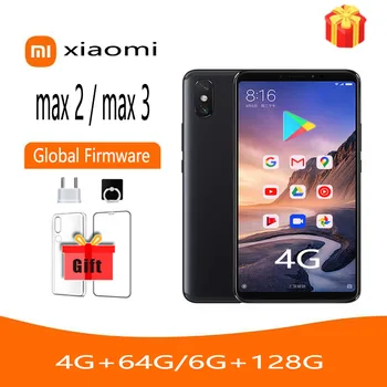 4G celular redmi xiaomi max 3/max2 6G 128 глобална фърмуер Snapdragon смартфон с голям екран и отпечатъци от пръсти отзад