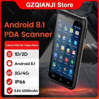 4G PDA Android Здрав PDA с Дръжка на Пистолет 1D 2D Zebra баркод Скенер NFC Четец WiFi Bluetooth 5,5 инча Събиране на данни
