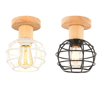Led iron тавана лампа със скандинавски минималистичном стил, държач за монтаж на таван на осветително тяло за хол, спални, коридор, кухня, домашен интериор, Дървена лампа