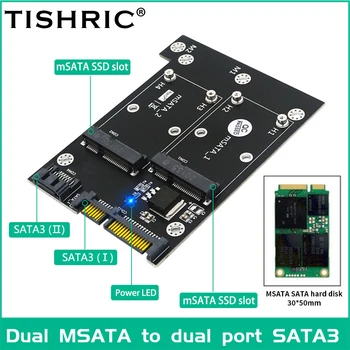TISHRIC Dual M. 2 NGFF MSATA-Sata Адаптер за твърд диск Странично Card M2 SSD Конвертор Dual Sata 3,0 2,5 Допълнителна карта За Преносими КОМПЮТРИ