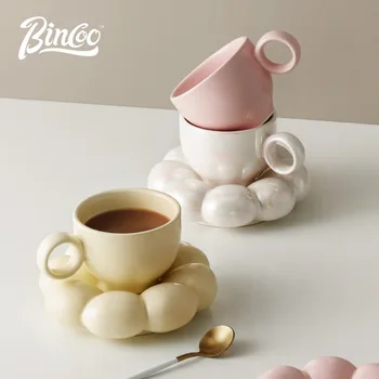 Висококачествена чаша за вода, керамична чаша, Женска битова чаша за чай, посуда за напитки, чаши за кафе, комплекти чинии с лъжица