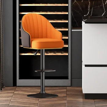 Лесен луксозен бар стол, издига и въртящ се, модерен минималистичен стол за домашна бар, предната парични регистър часова рецепция, бар стол с облегалка