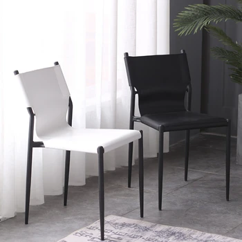 Луксозен дизайнерски стол за хранене, кожена Мобилен черен стол за грим, маса за хранене, шезлонг за партита, Дизайнерски мебели за дома YY50DC