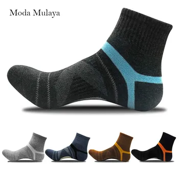 Мъжки черни памучни чорапи дишащи за усвояване на пот Herren, баскетболни чорапи за бягане, спортни компресия чорапи за мъже