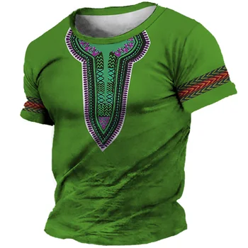 Негабаритная Нова Африканска Дрехи Мъжки t-shirt Дашики Традиционни Дрехи С къс ръкав Неофициално Модна тениска на реколта етнически стил