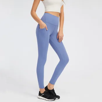 Нови супер удобни джобни фитнес-стегнати панталони за йога, дамски спортни спортни Чорапогащник с висока талия XS-XL