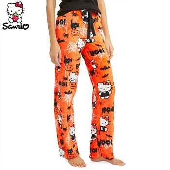 Пижами Kawaii Sanrio Дамски Y2K Hello Kitty Коледни Пижамные панталони Домашни Панталони Домашно Облекло Пижами за Подарък за Хелоуин Облекло за момичета