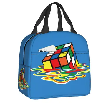 Разтопената Кубче Рубикса, изолирано чанта за обяд Rubiks за жени, мъже, Преносима Геометрична Математическа Вълшебна кутия за топли и студени обеди За деца, ученици