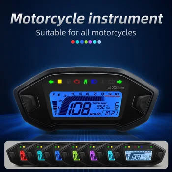 Универсален измерване на Скоростта на мотоциклета с подсветка в 7 Цвята, 12 В, дигитален Километраж, Оборотомер 10, за мотоциклет, измерване на скоростта на 2-4 на цилиндъра