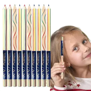 Цветен молив Rainbow 10 бр. Цветен молив за рисуване 4-В-1 Комплект цветни моливи за colorization на книги, рисуване на скици