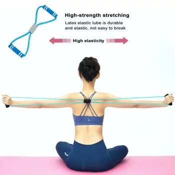 Эспандер за йога с 8-образна еластична лента за упражнения, Помощен инструмент за тренировка на мускулите на еластичната въже за фитнес